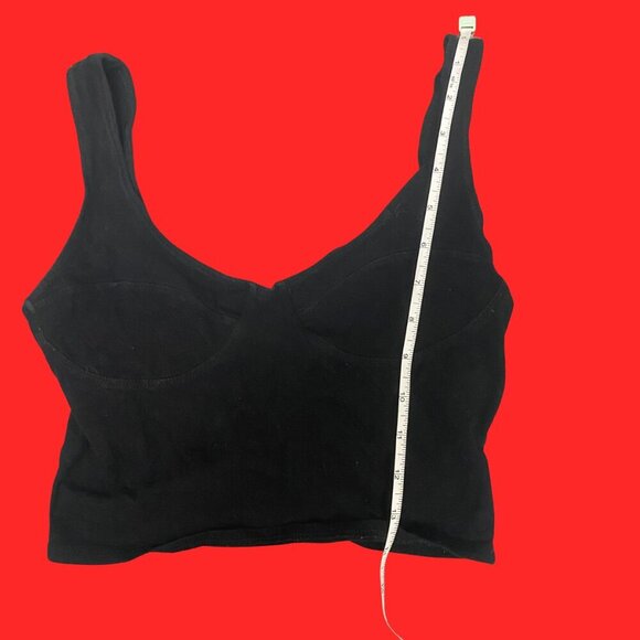 Me to We Black Cropped Tank with Built-In Bust Detail – XS Cotton Blend - Picture 3 of 6